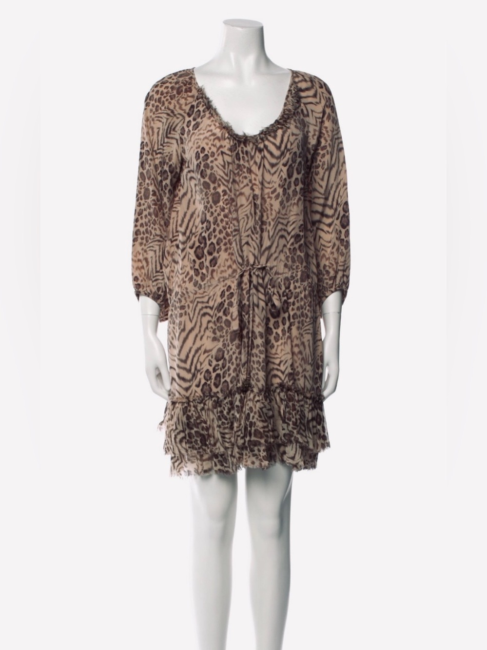 Silk Rebecca Taylor Animal Print Tent Dress